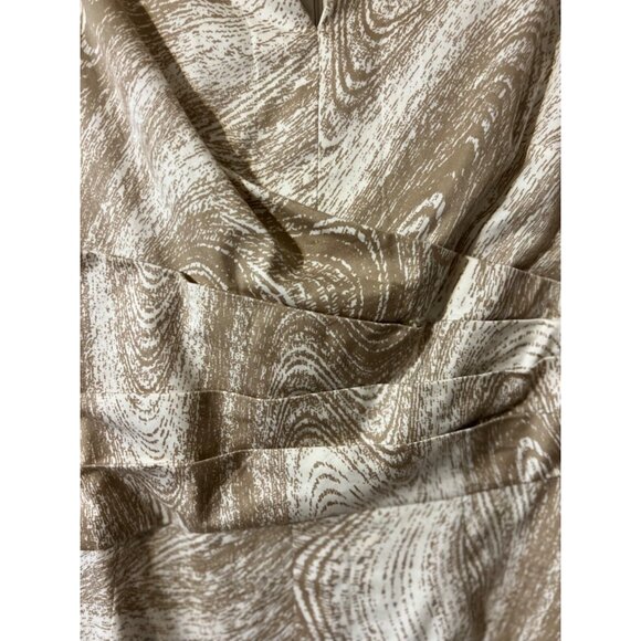 Anne Klein Dress Brown Cream 10 Stretch Cotton Sheath Sleeveless Career Church - Picture 4 of 7